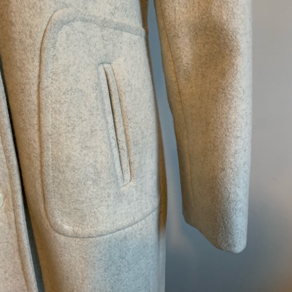 Vintage Ivory Women's Long Pea Coat Faux Fur Collar Single Breasted Lapel Size 8 - Picture 2 of 9